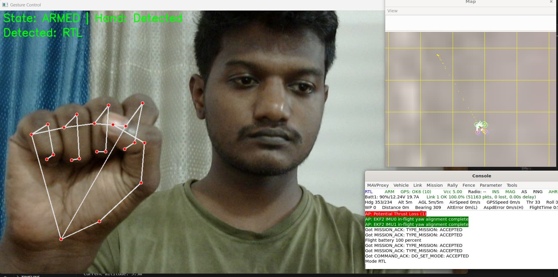 Hand Gesture Controlled Ardupilot Drone